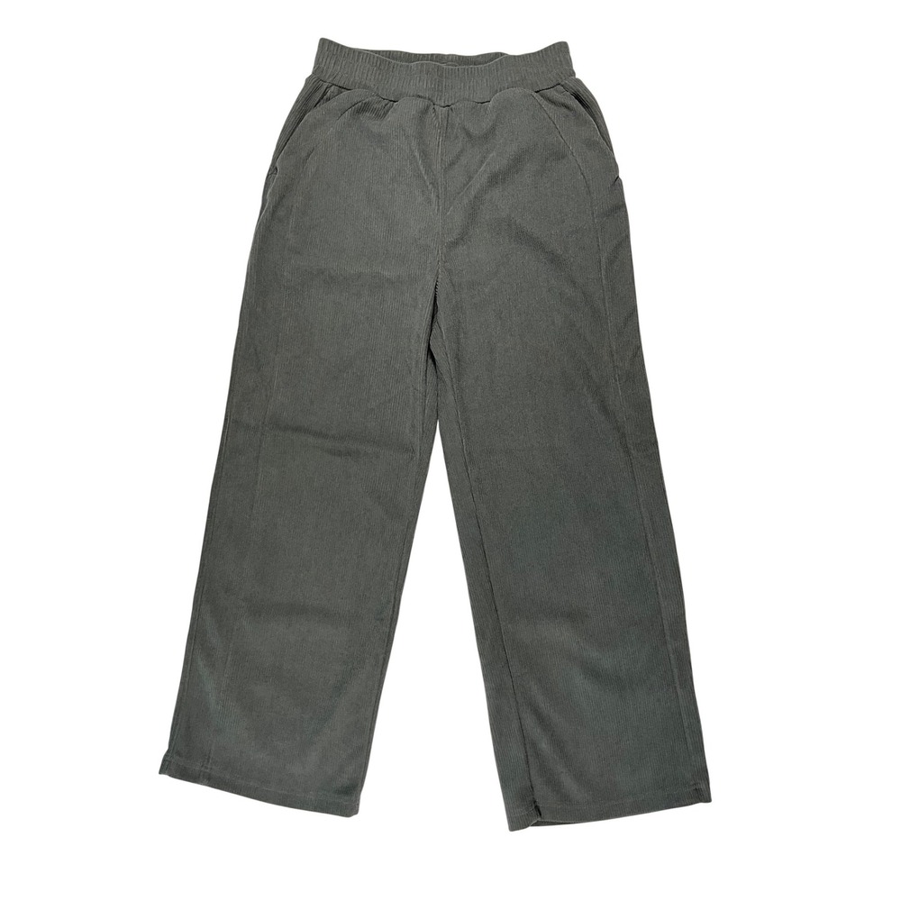 Halara High Waisted Straight Leg Mop Corduroy Pants Size Medium Reg Gray Pockets - Picture 4 of 16